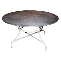 Antique French Zinc-Top Garden Table