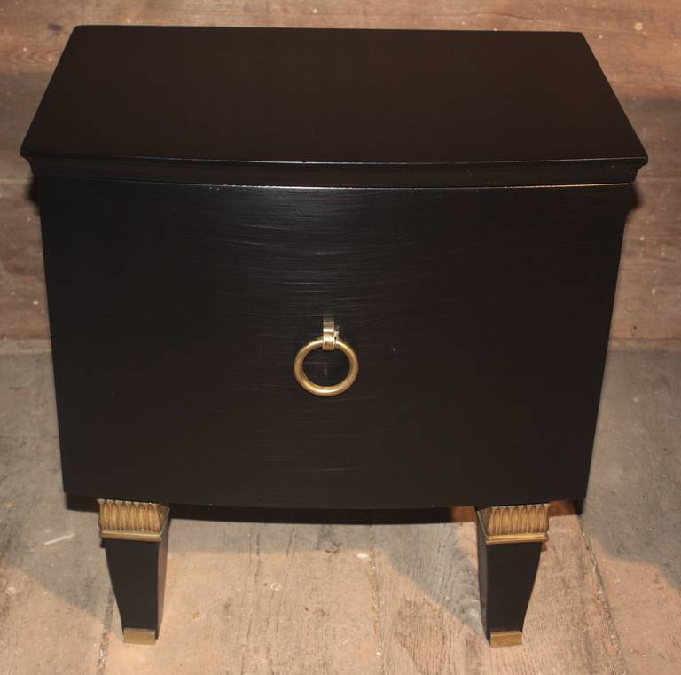 Pair of French 1940s Ebonized Nightstands