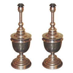 Pair of Pewter-Finish Table Lamps