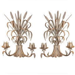 Pair Of Painted Tole Wall Sconces