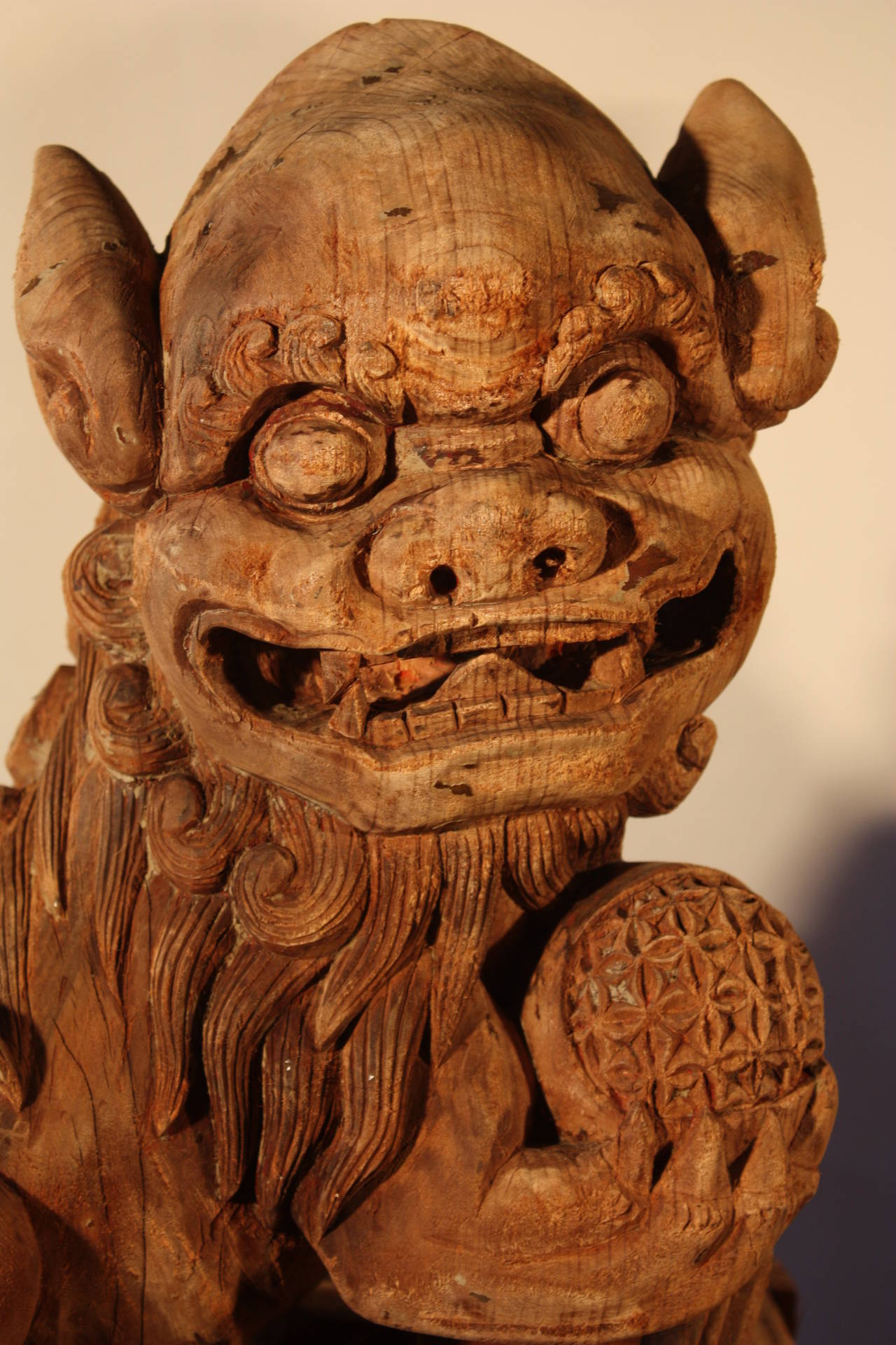 19th Century Pair of Antique Carved Wood 