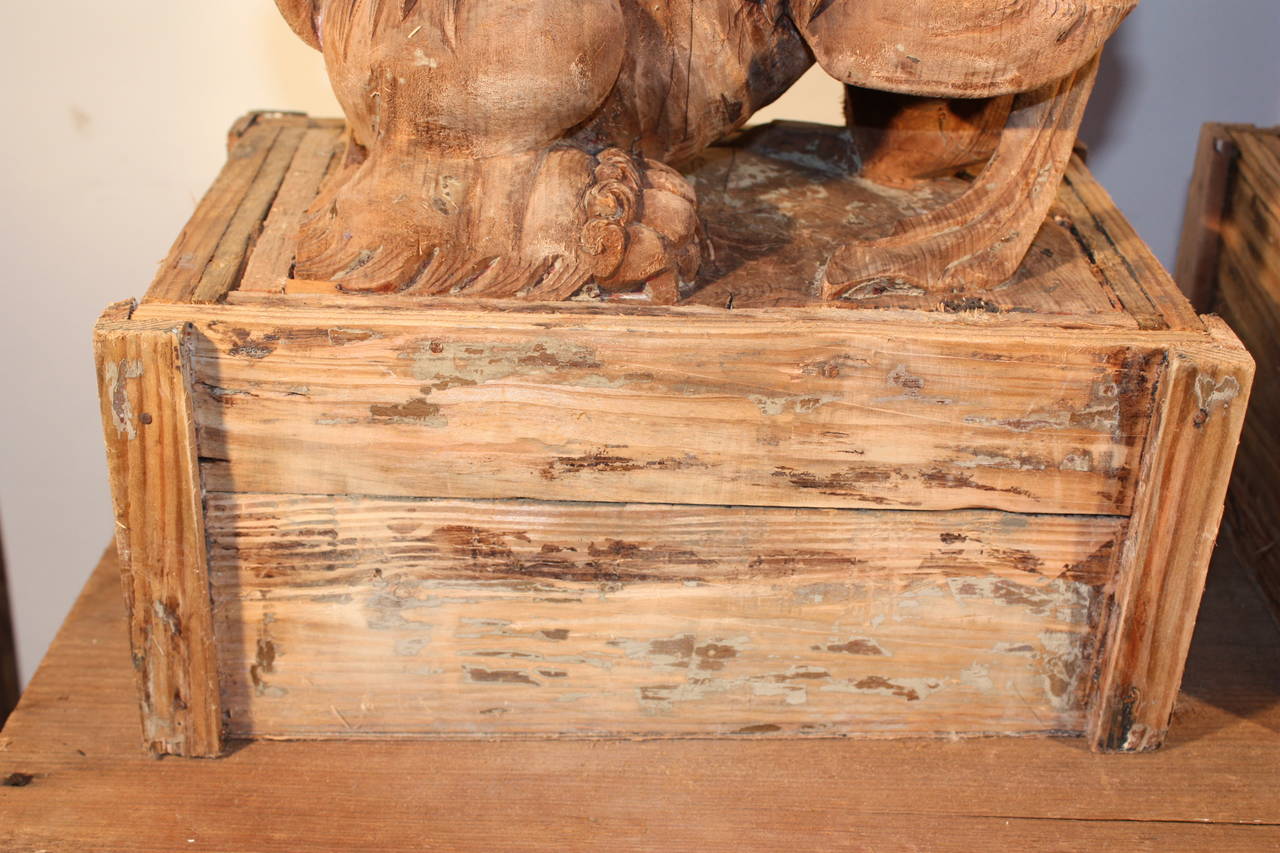 Pair of Antique Carved Wood 