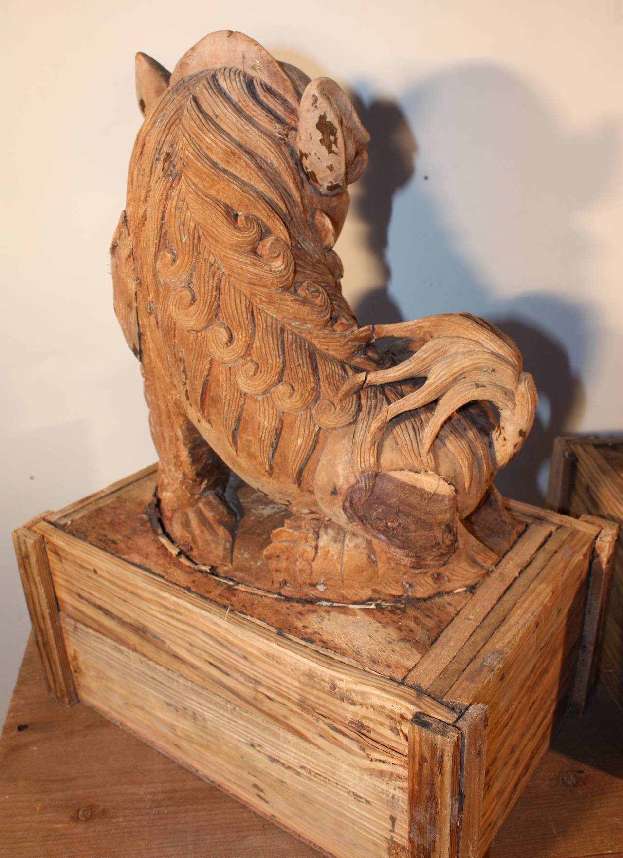 Pair of Antique Carved Wood 