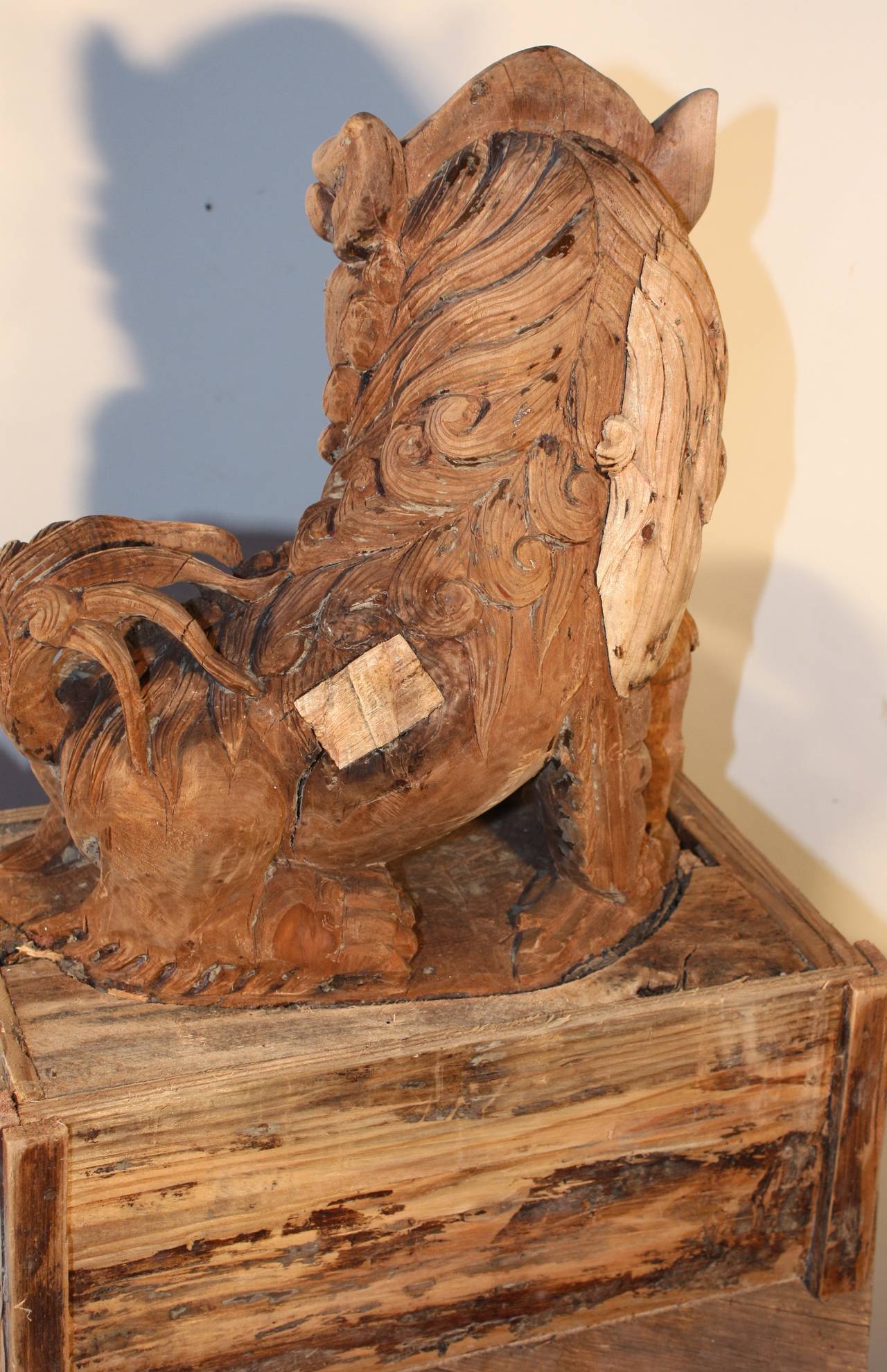 Pair of Antique Carved Wood 