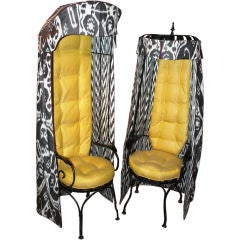 Retro Whimsical Pair Of Wrought Iron Porter's Chairs