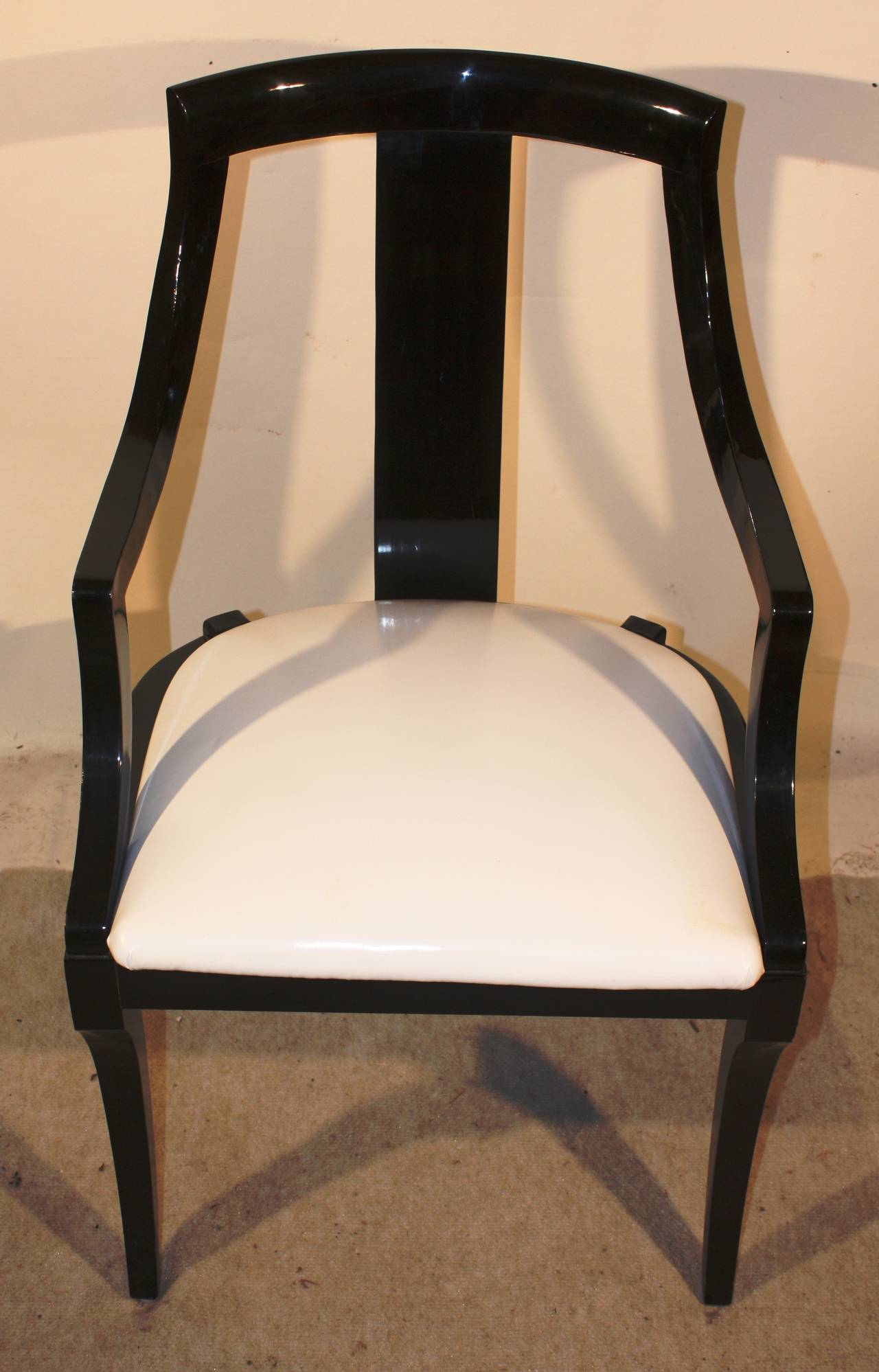 Set of Six Black Lacquer Dining Chairs at 1stDibs