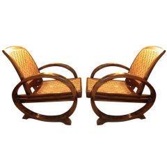 Pair Of Art Deco Lounge Chairs In Teak