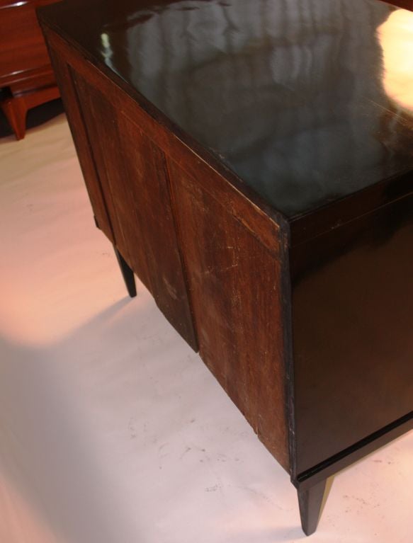 Wood Pair of Black Lacquer Directoire Commodes