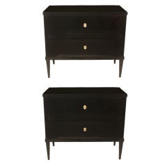 Pair of Black Lacquer Directoire Commodes