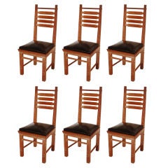 Set of 6 Ladder-back Dining Chairs by Charles Dudouyt