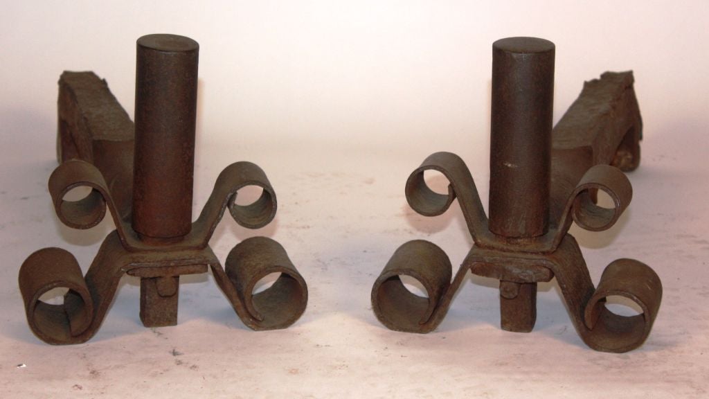 Art Deco Pair Of Art-Deco Andirons