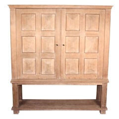 Cerused Oak 2-Part Tall Cabinet, French 1940's