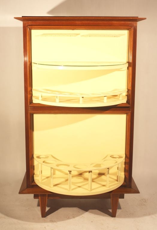 Leather Double Bar Cabinet, French 1940's