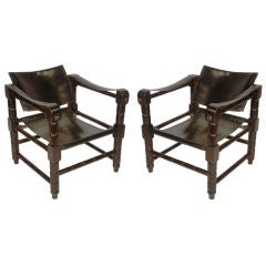Pair of Ebonized Persian Armchairs