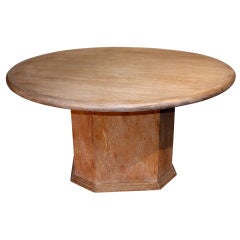 Large Circular Cerused Oak Pedestal Table