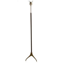 French Leather and Brass Floor Lamp By Jacques Adnet