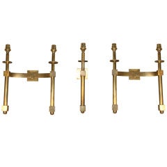 Set of 3 Brass Wall Sconces, Style of Adnet