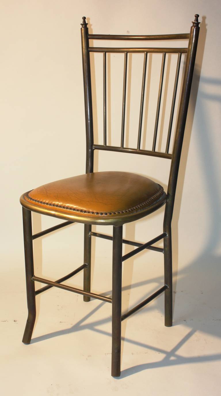 Set of 6 Brass Bistro Chairs, Circa 1930