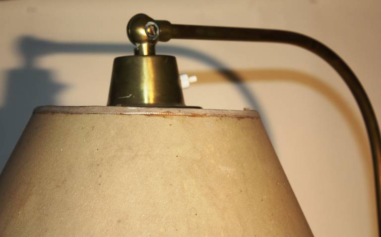 French 1940's Tubular Steel And Brass Floor Lamp In Good Condition In Doylestown, PA
