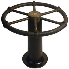 Antique Nautical Wheel Low Table