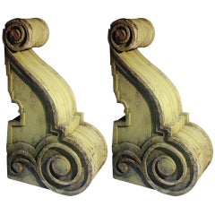 Pair of Large Wood Corbels, 19th Century