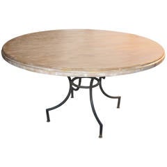 Large Circular Bleached Oak Table