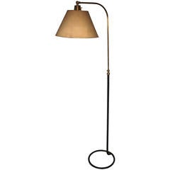 French 1940's Tubular Steel And Brass Floor Lamp