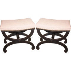 Pair Of French Directoire Style Cerule-Form Benches