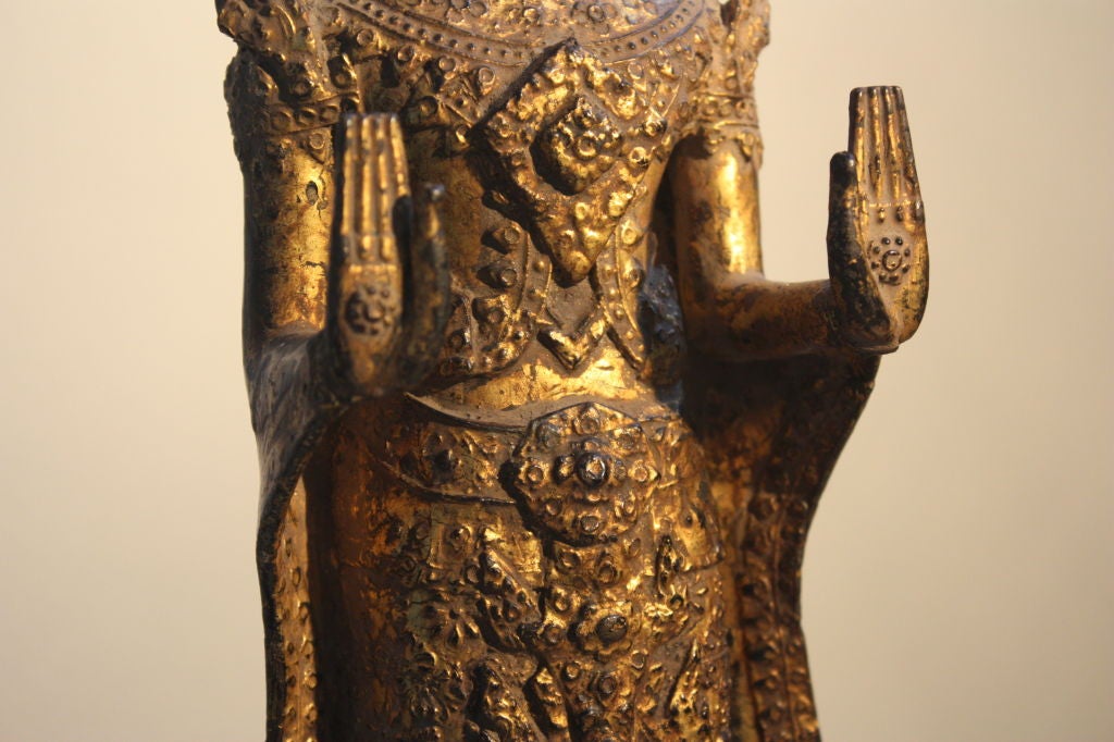 Thai Gilt Bronze Standing Buddha 4