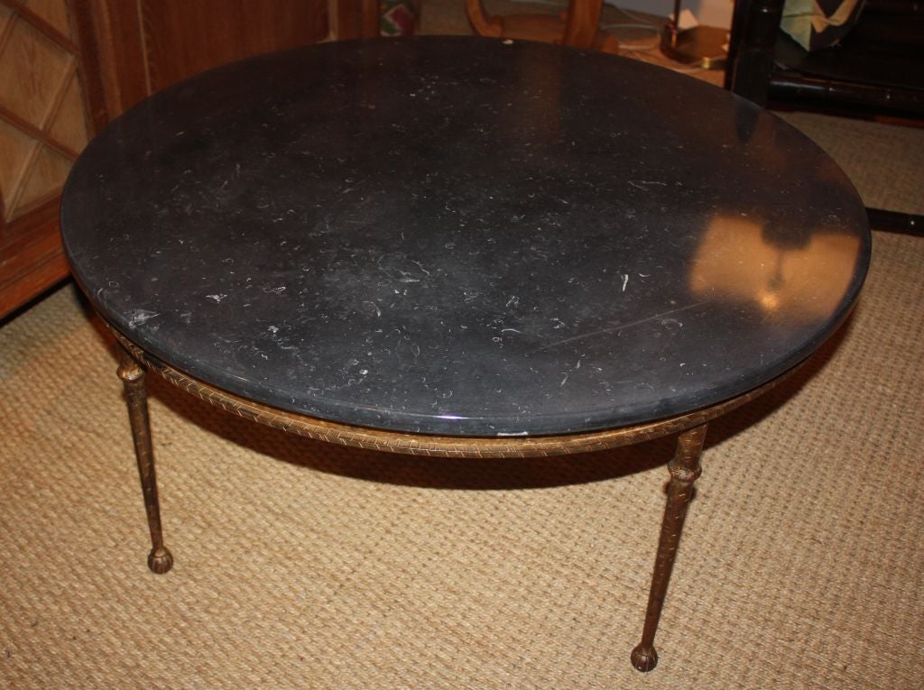 Gilt-Iron and Marble Circular Low Table