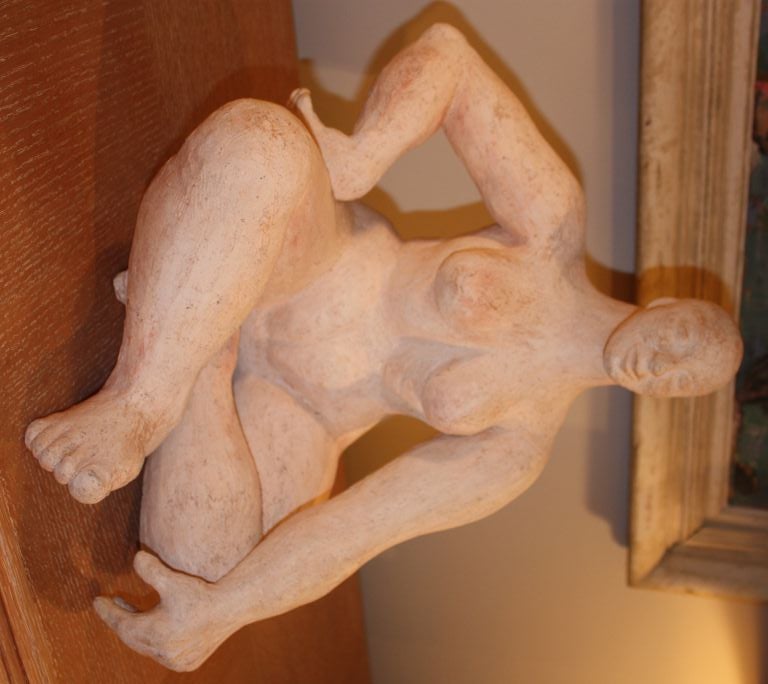 Unusual Seated Terra Cotta Nude Figure