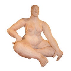 Unusual Seated Terra Cotta Nude Figure