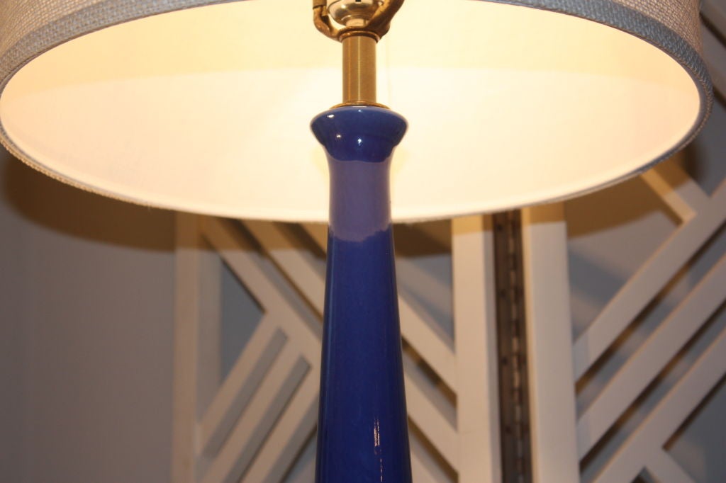 American Deep-Blue Glazed Table Lamp