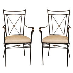 Pair of Directoire Style Iron Armchairs
