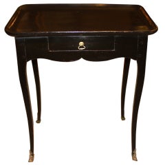 French Louis XV Black Lacquer Side Table, 18th Century