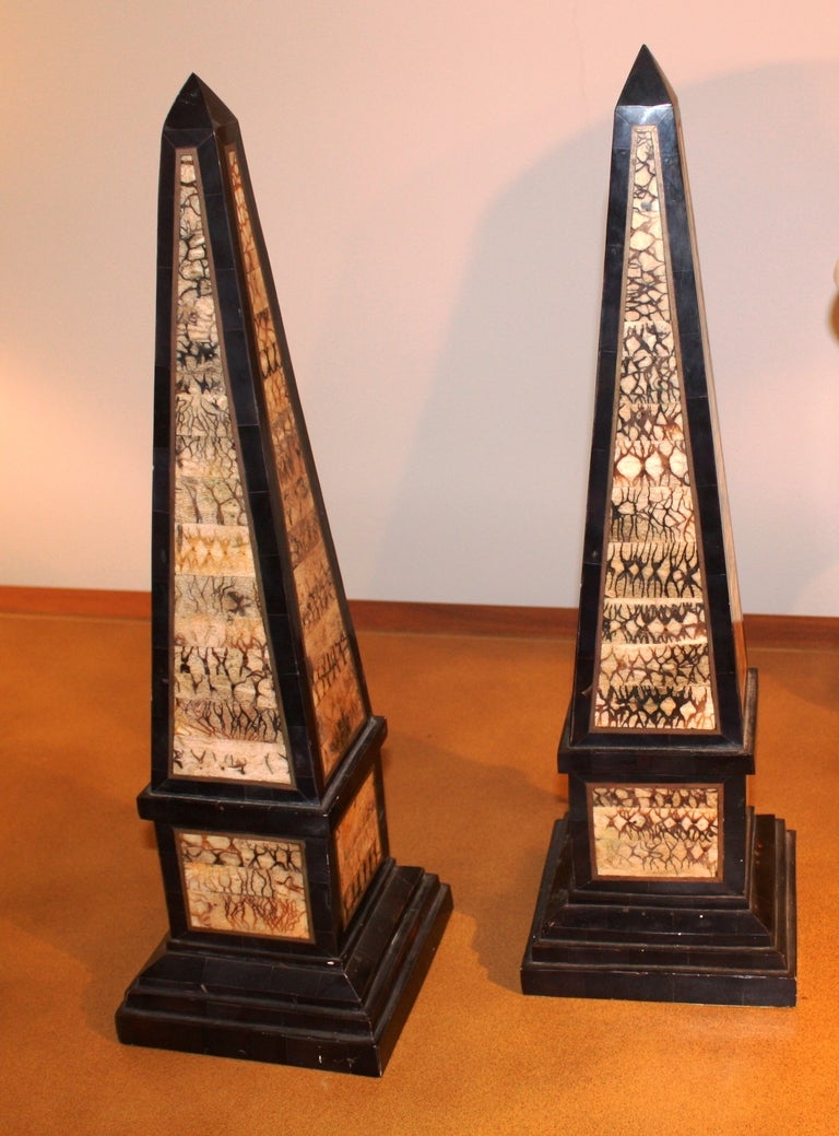 Pair Of 19th Century Obelisks in Tortoiseshell