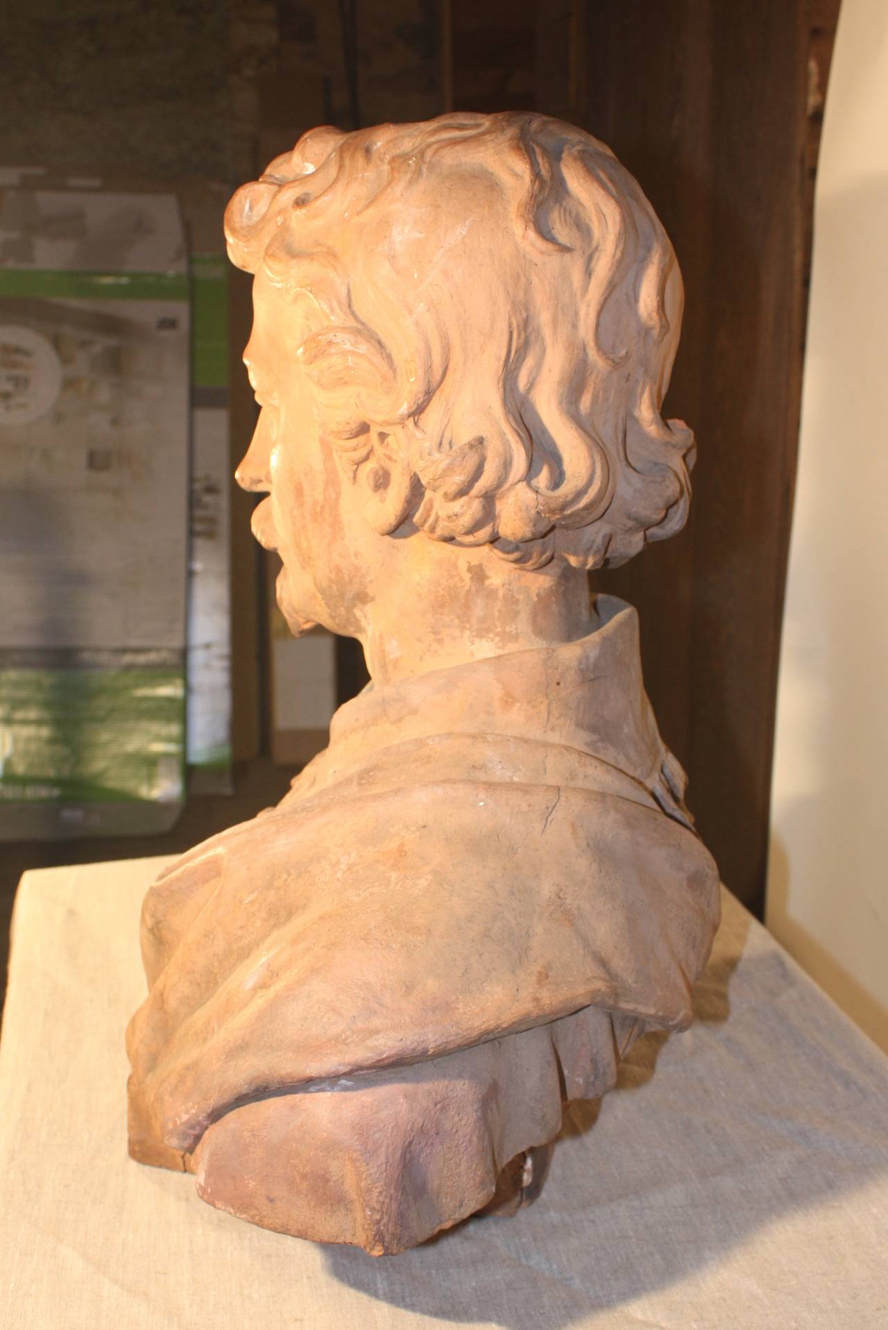 French Life-Size Terracotta Bust of Paulus Pontius, 19th Century