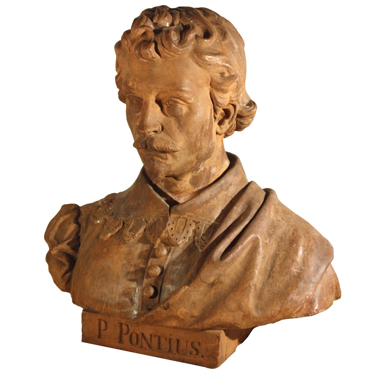 Life-Size Terracotta Bust of Paulus Pontius, 19th Century