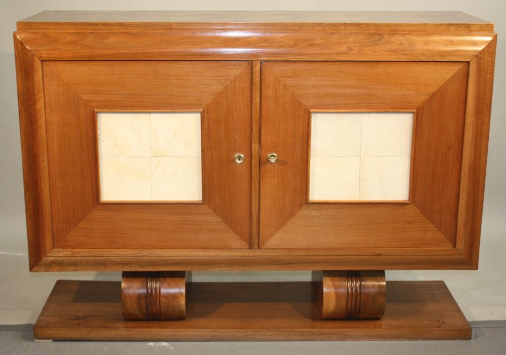 Mid-20th Century Petite French Art Deco Buffet With Parchment Panels