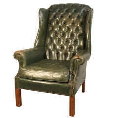 George III Style Leather Wing Chair