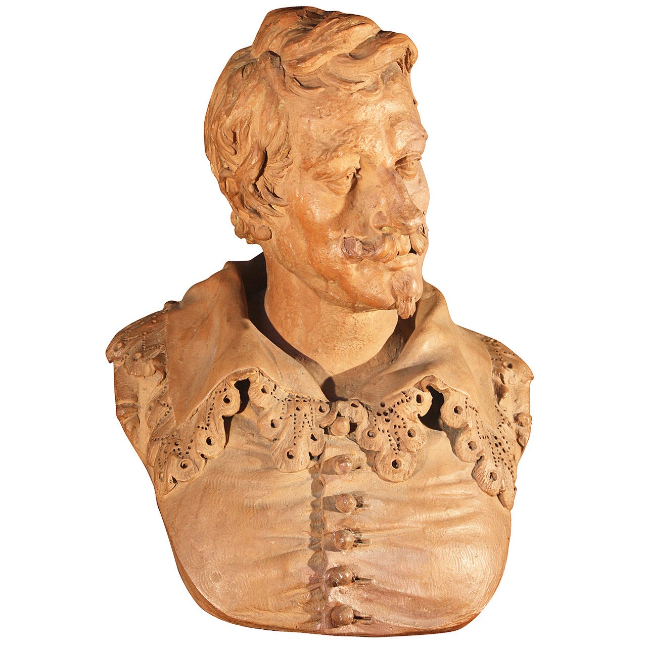19th Century Lifesize Terracotta Bust of Van Dyck