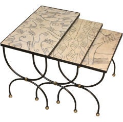 Retro Set Of 3 Nesting Tables By Jean Royere