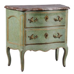 A Fine Louis XV Painted and Parcel-Gilt Commode