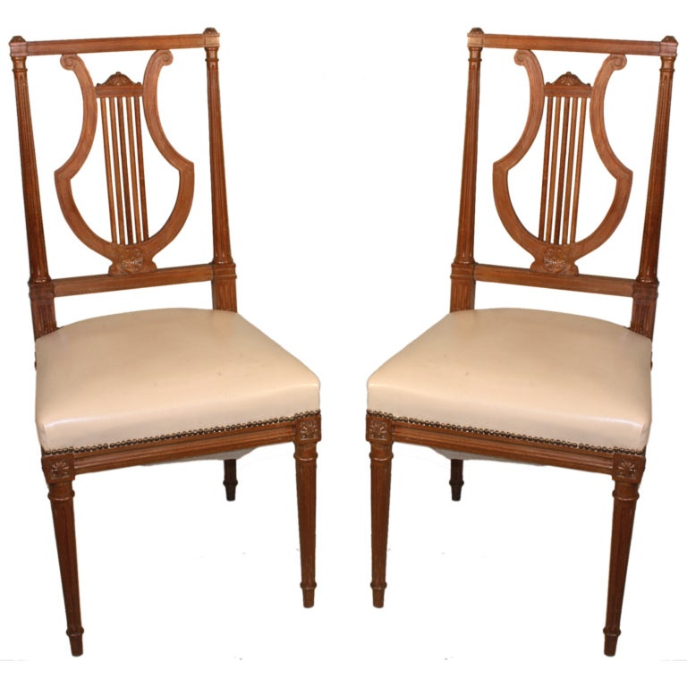 Set of 4 of Louis XVI Style Side Chairs Attributed to Jansen