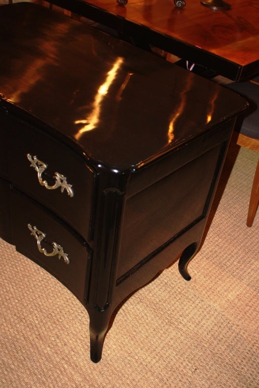 Hardwood 18th Century French Louis XV Black Lacquer Commode