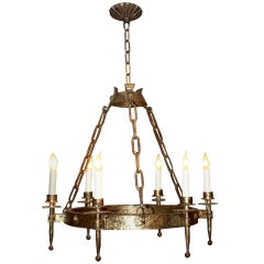 French 40's Gilt Iron Chandelier