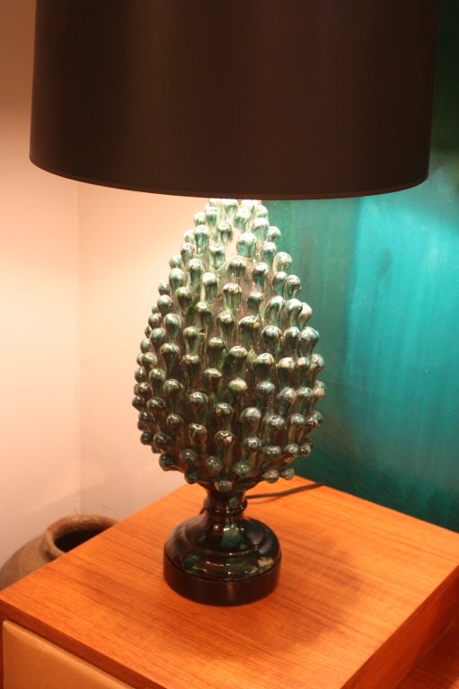 Whimsical Glazed Ceramic Pinecone Lamp