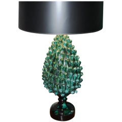 Whimsical Glazed Ceramic Pinecone Lamp