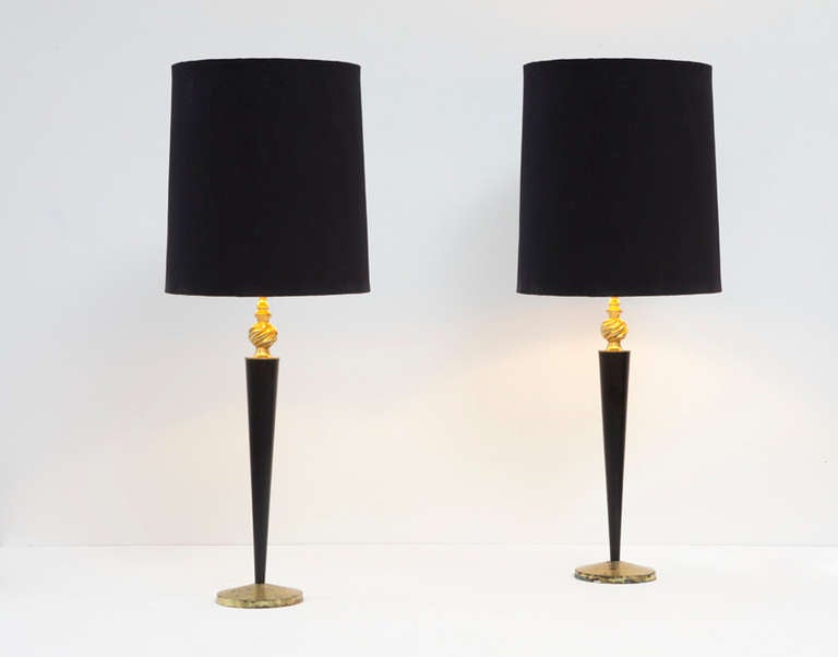 A pair of tables lamps by Arturo Pani. 
Electrified.