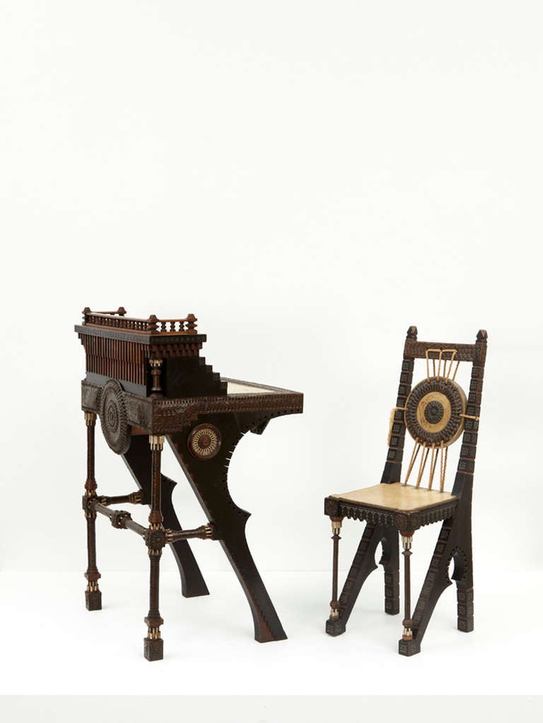 Carlo Bugatti.  Lady's writing desk and chair.